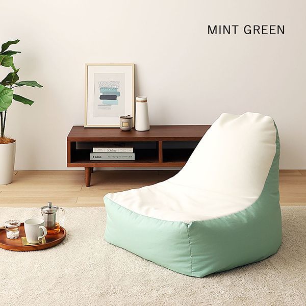 立ち上がりラクな背もたれ付きビーズクッション ソファ+オットマン