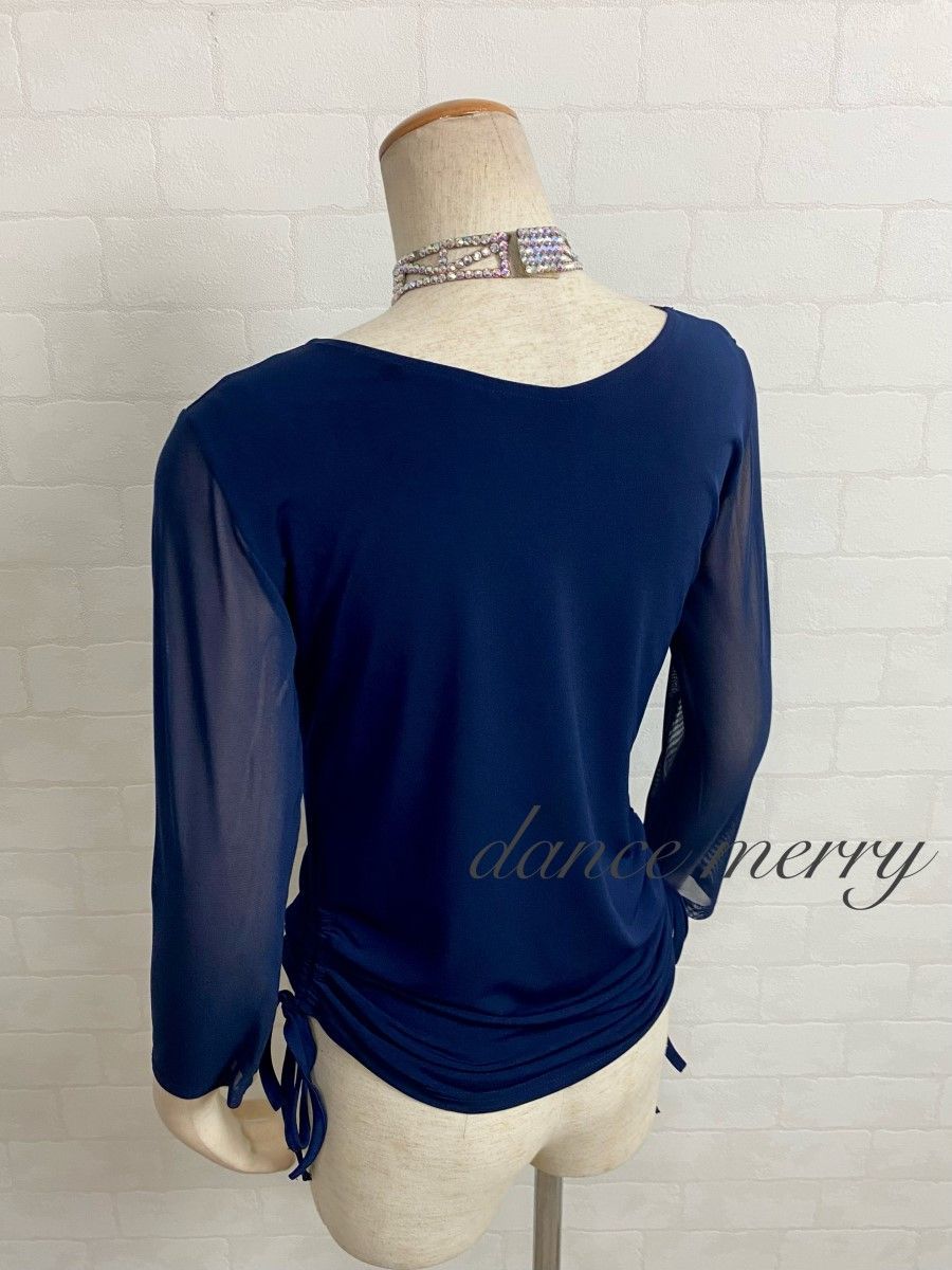 新品 社交ダンス ツーピース 紺 ネイビー フリル マーメイド