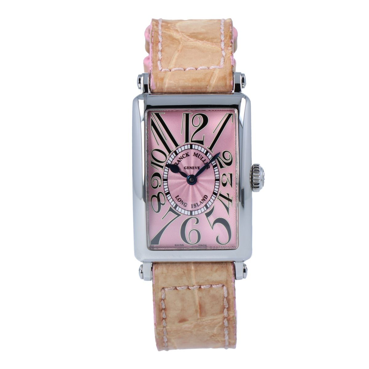 FRANCK MULLER フランクミュラー ロングアイランド 902 QZ ステンレススチール SS ピンク文字盤 クロコダイル クォーツ レディース 時計 腕時計 SA 9304