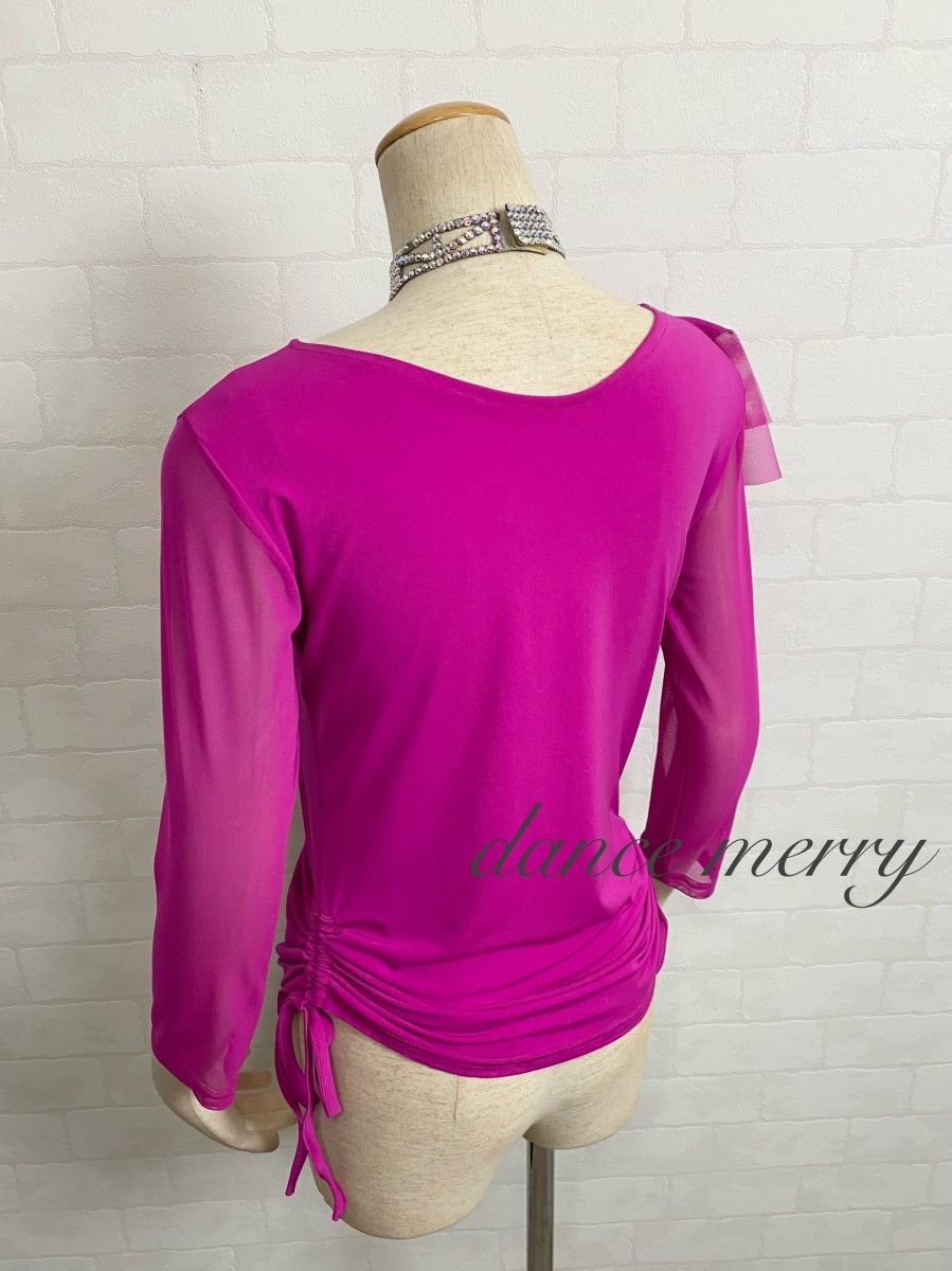 新品　社交ダンス　ツーピース　ピンク　フリル　マーメイド　セットアップ　1217 新品 社交ダンス ツーピース ピンク フリル マーメイド セットアップ