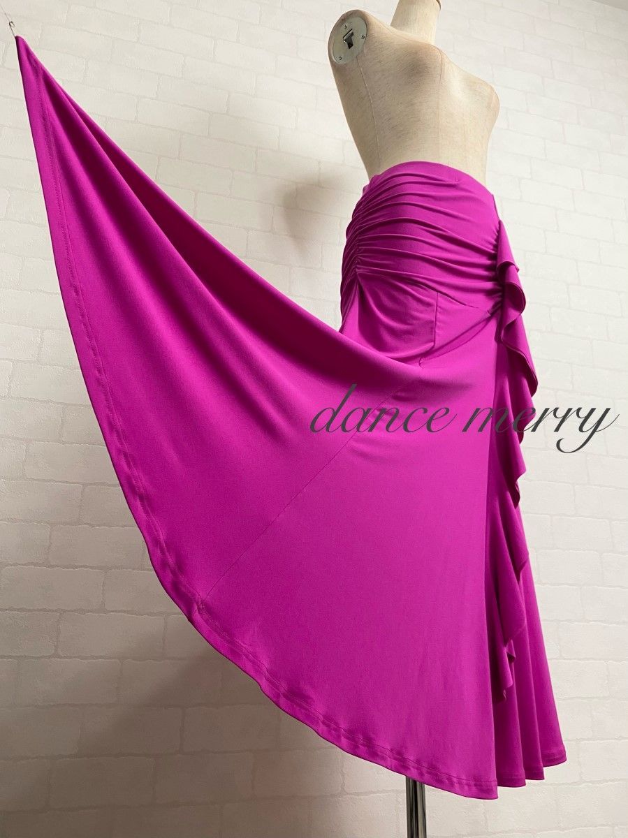 新品 社交ダンス ツーピース ピンク フリル マーメイド セットアップ