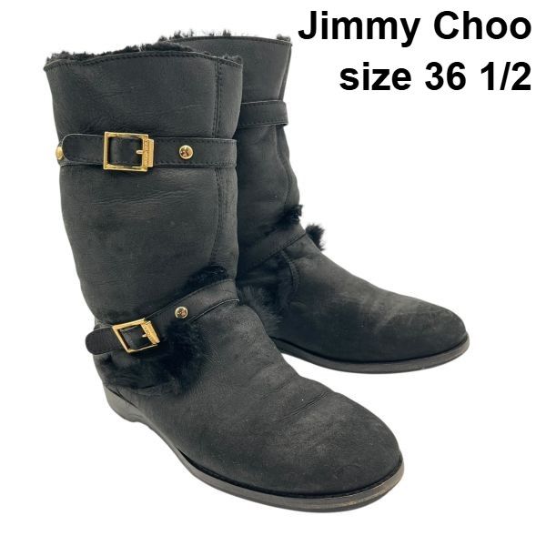 ジミーチュウ Jimmy Choo ブーツ 黒 ムートン 36 1 2 23 5 cm前後 レディース S Y 264