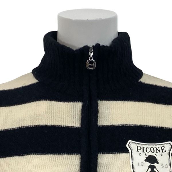 ◆ ♥ ピッコーネクラブ PICONE CLUB ボーダーニットシャツ 長袖 ゴルフウェア 重ね着風 ウール混 1 M 9号 レディース S 5 Y 275