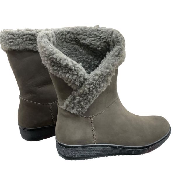 アルマーニコレツォーニ ARMANI ショートブーツ ボア サイドステッチ グレー 本革 レザー 36 23 cm レディース H 5 Z 022