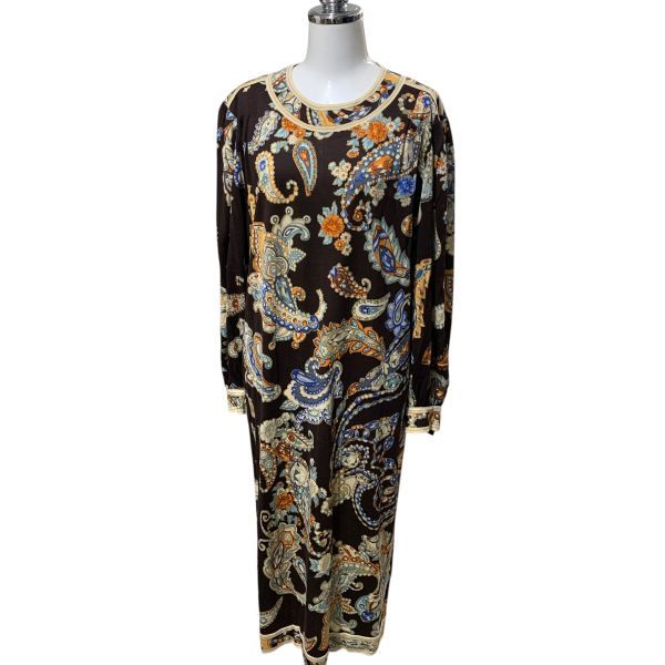 ◇ レオナール LEONARD ワンピース 長袖 ラウンドネック ペーズリー柄