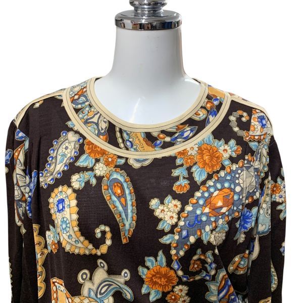 ◇ レオナール LEONARD ワンピース 長袖 ラウンドネック ペーズリー柄