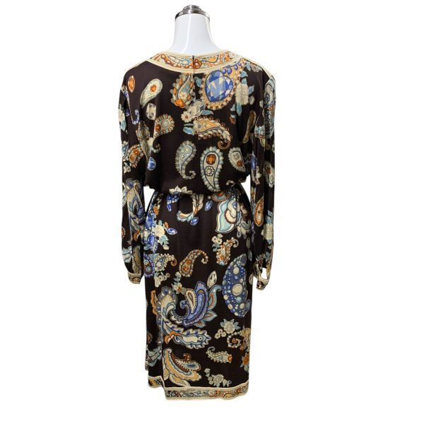 ◇ レオナール LEONARD ワンピース 長袖 ラウンドネック ペーズリー柄