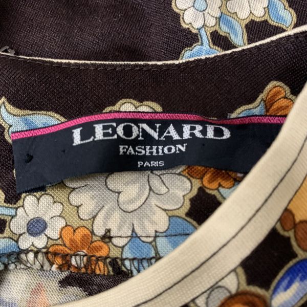 ◇ レオナール LEONARD ワンピース 長袖 ラウンドネック ペーズリー柄