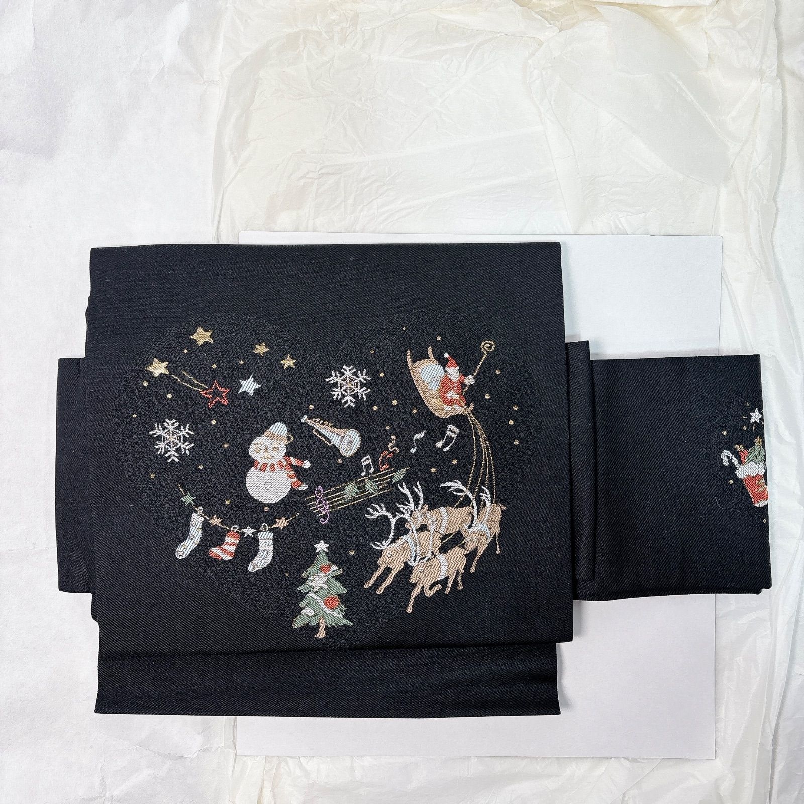 半幅帯 結び帯 一体型 作り帯 サンタ トナカイ 雪だるま ツリー 音符 刺繍 着物 浴衣 簡単装着 ワンタッチ帯 レディース 和装小物 カジュアル マジックテープ