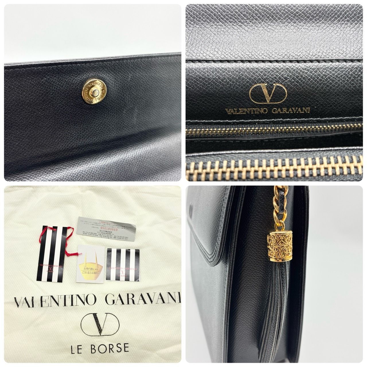 【極美品】VALENTINO GARAVANI タッセルレザーバッグ ブラック 極美品】VALENTINO GARAVANI ヴァレンティノ ガラヴァーニ グレイン