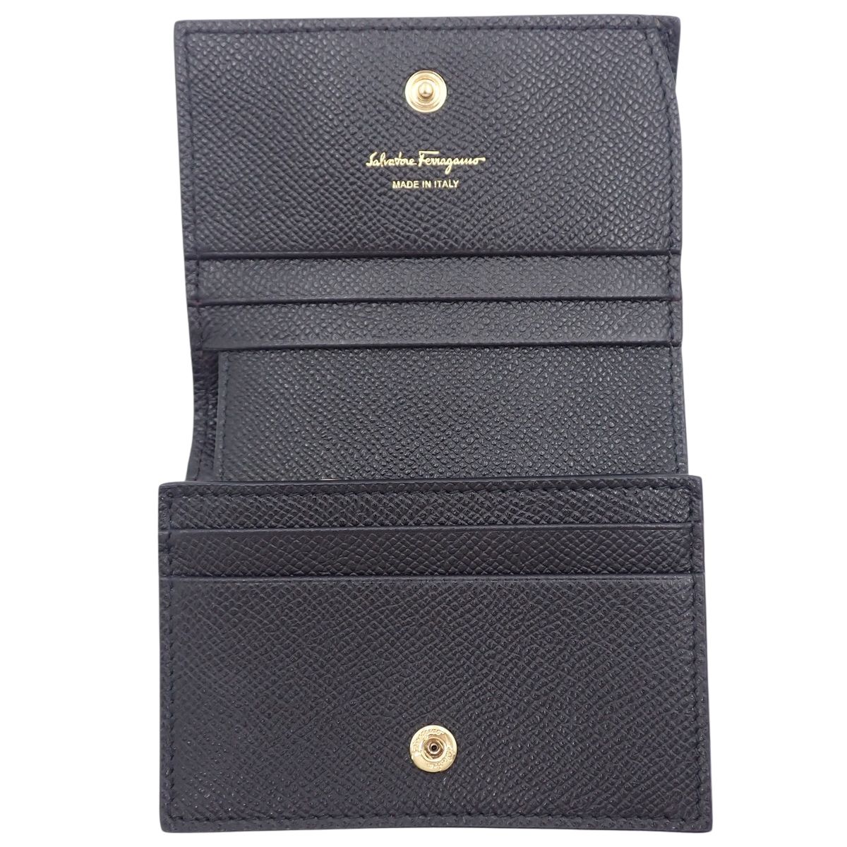 現行モデル　フェラガモ 二つ折り財布 ヴァラリボン ブラック カーフ 金具 現行モデル フェラガモ 二つ折り財布 ヴァラリボン ブラック カーフ