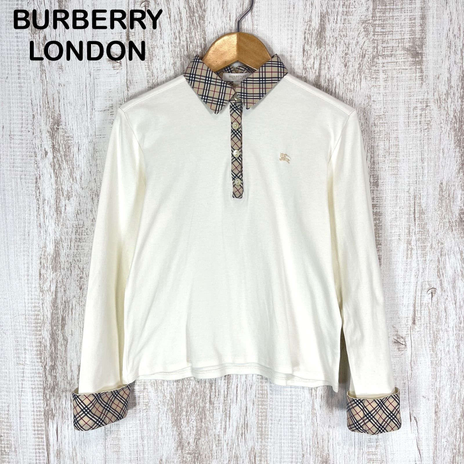 美品✨バーバリーロンドン　ポロシャツ　ニット　ノバチェック　ホースロゴ刺繍 BURBERRY LONDON バーバリーロンドン ホースロゴ刺繍 ノバチェック