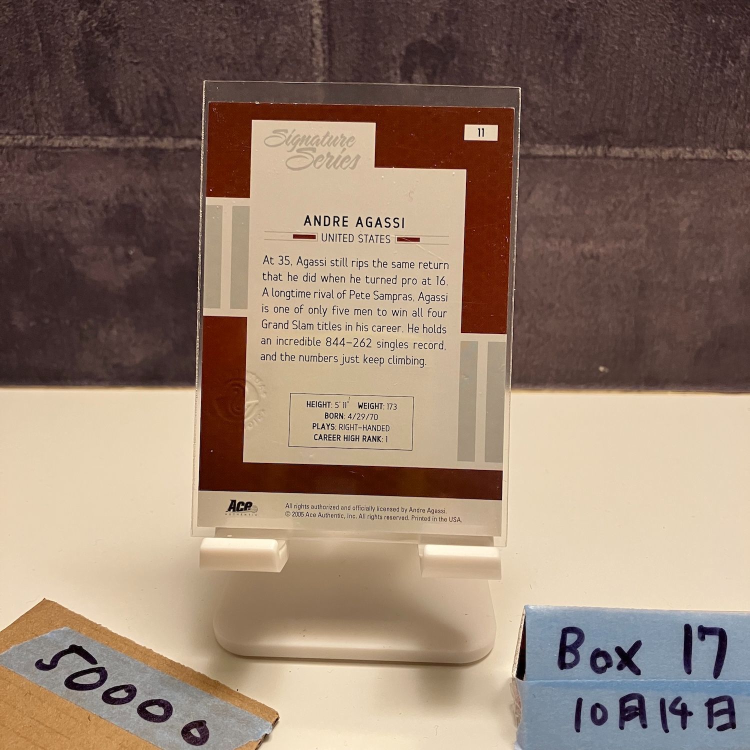 2005 Ace Signature Series Andre Agassi 069 100 直筆サインカード UNITED STATES カード