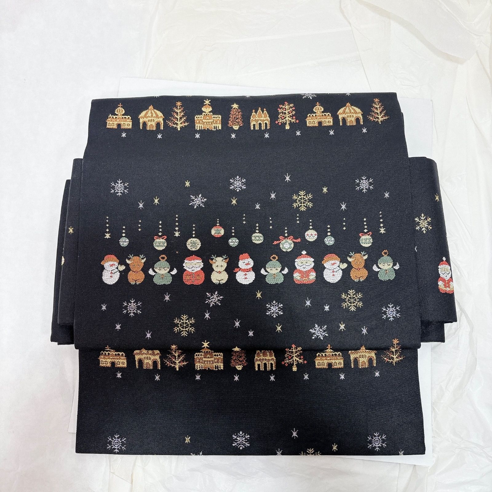 半幅帯 結び帯 一体型 作り帯 サンタ トナカイ 雪だるま 建物 オーナメント 雪の結晶 刺繍 着物 浴衣 簡単装着 ワンタッチ帯 レディース 和装小物 マジックテープ
