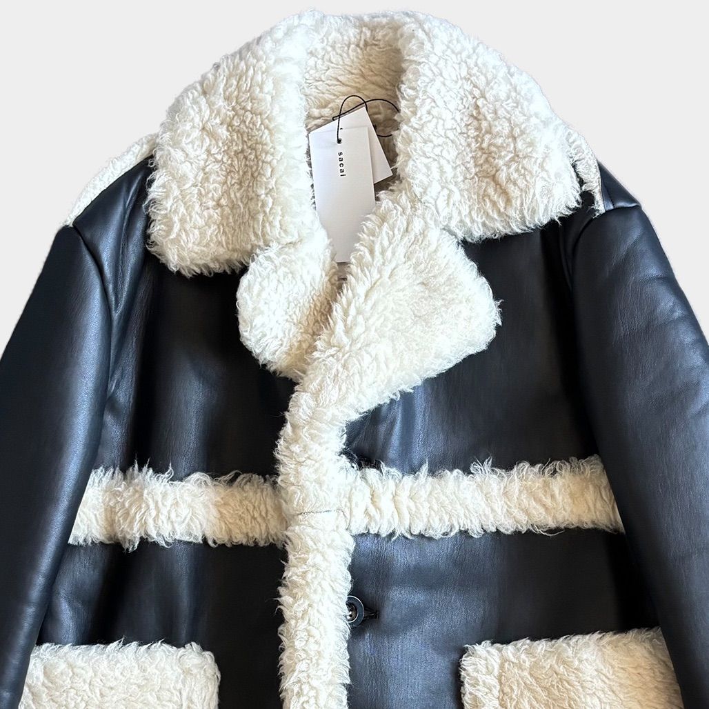 sacai サカイ2022-2023AW フェイクレザーボアコート - メルカリ
