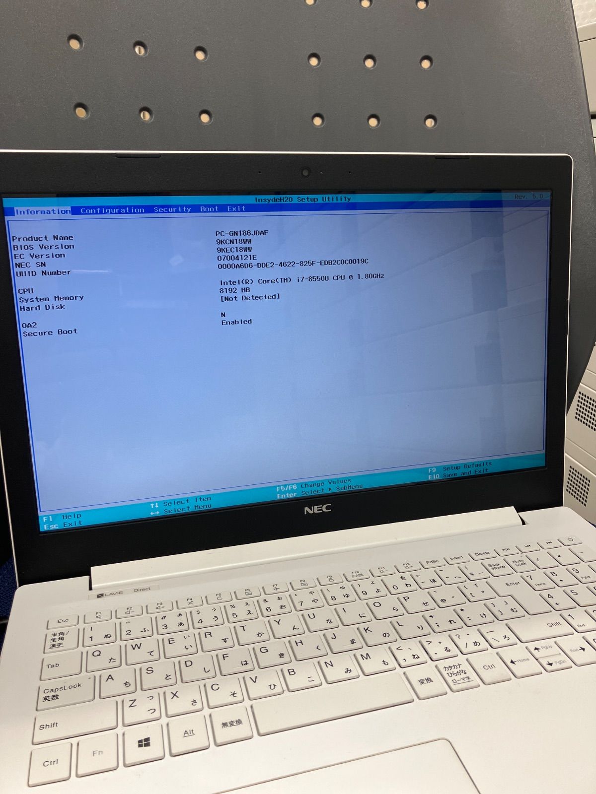 ジャンク NEC Lavie PC-GN186JDAF i7 8550u ジャンク NEC LAVIE PC-GN186JDAF 第8世代 Core i7-8550U CPU @ 1.80