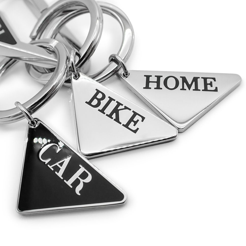 プラダ メタルキーチェーン キーリング チャーム トライアングルロゴ