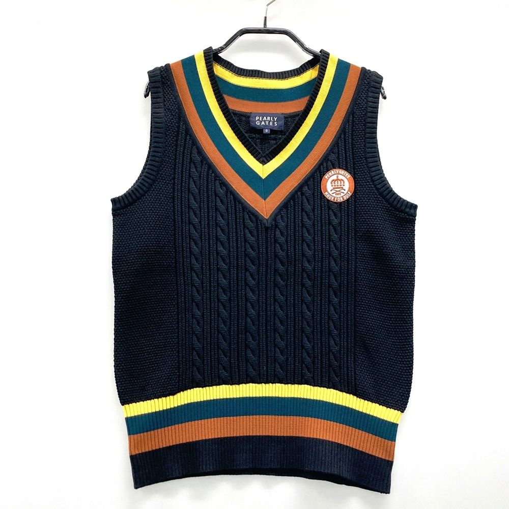 サイズ：0 PEARLY GATES パーリーゲイツ ニットベスト ブラック系