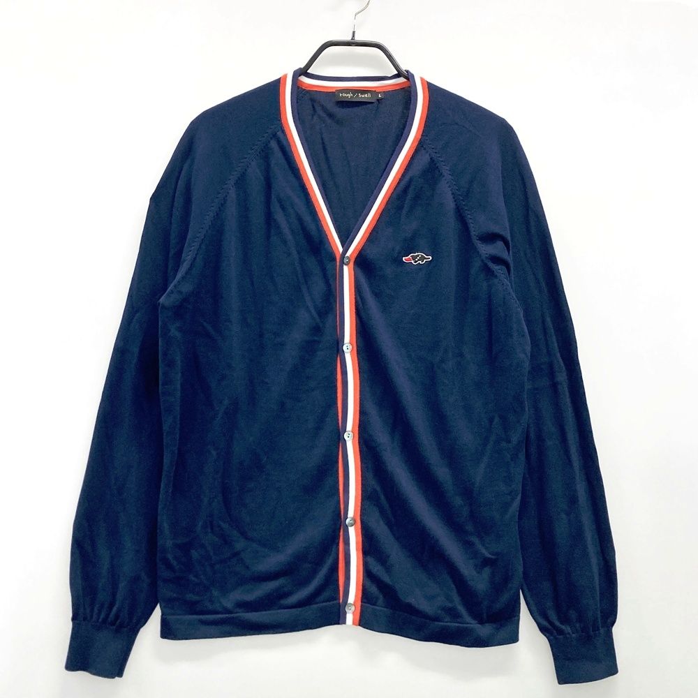 サイズ L ROUGH-SWELL ラフアンドスウェル カーディガン ネイビー系 ゴルフウェア メンズ ストスト
