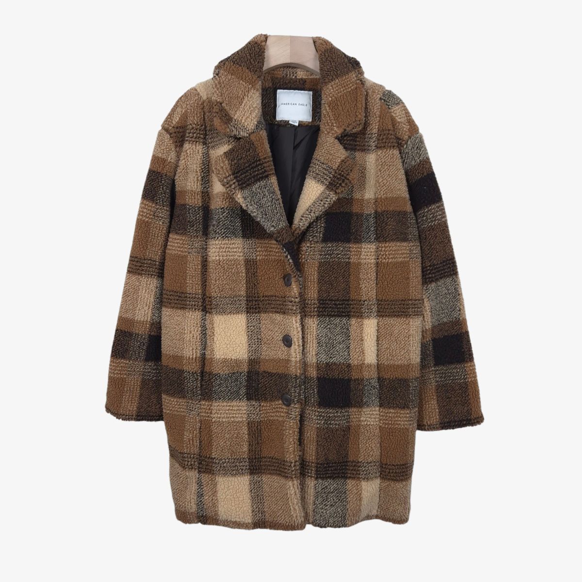 95 アメリカンイーグル ブラウン CHECK シェルパ チェック コート