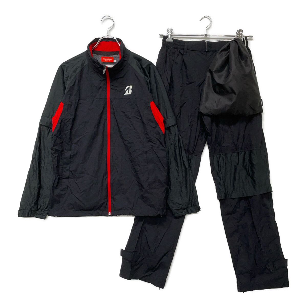 メンズ ブリヂストンゴルフ GOLF レインウエア M 黒 ブラック 2 WAY 収納袋付き 上下