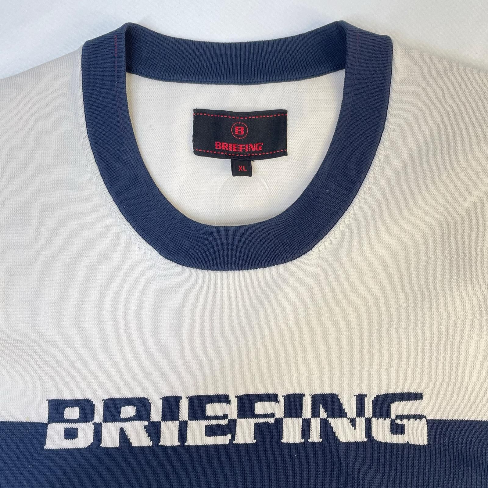メンズ ブリーフィング BRIEFING セーター XL 卸売 紺×白 クルーネック