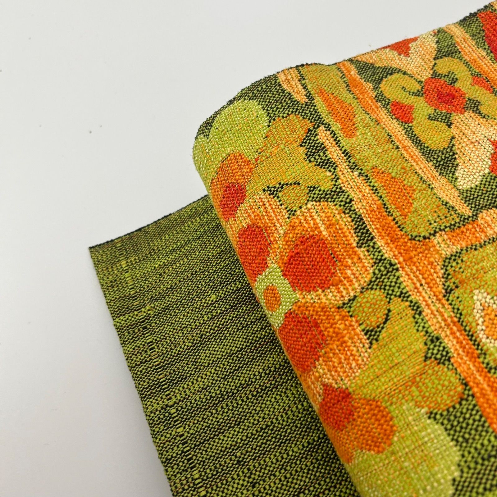 名古屋帯 真綿紬 花柄の可愛い織り出し 八寸 正絹 着物 MA-2391 - メルカリ