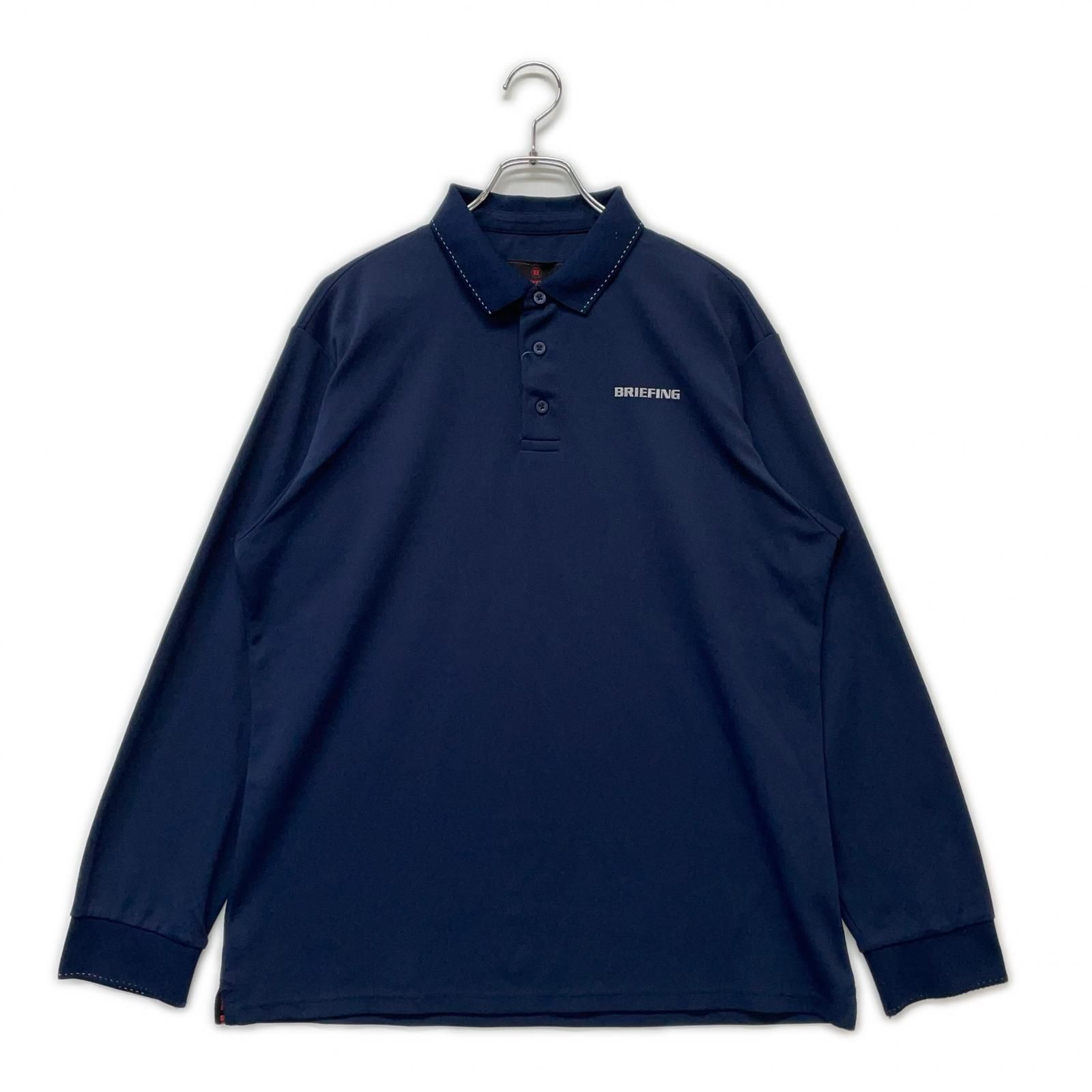 メンズ ブリーフィング BRIEFING 長袖ポロシャツ XL 紺 秋冬モデル シンプル