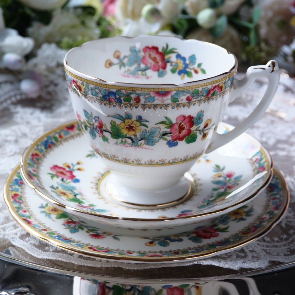 美ヴィンテージ 英国コールポート製ミングローズ トリオ カップソーサー F 2