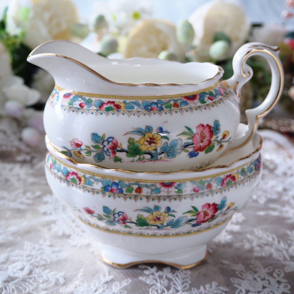 極美ヴィンテージ】英国コールポート製ミングローズ クリーマー