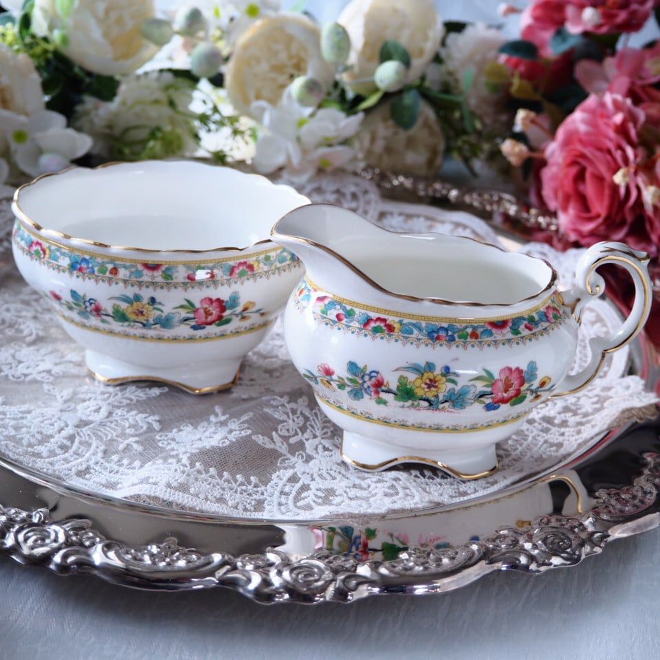 極美ヴィンテージ】英国コールポート製ミングローズ クリーマー