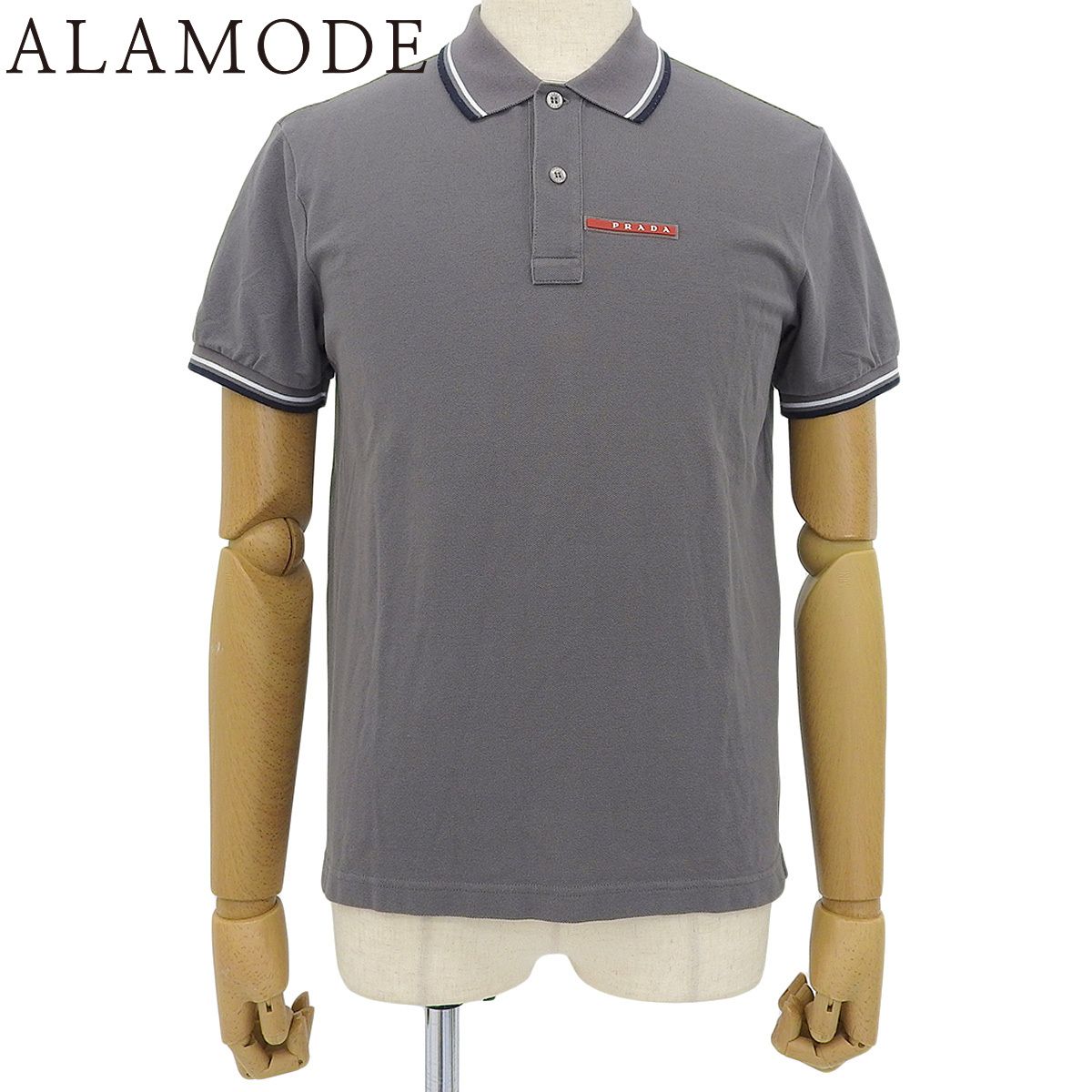 PRADA ダークグレー長袖ジップアップポロシャツ PRADA ダークグレー長袖ジップアップポロシャツ