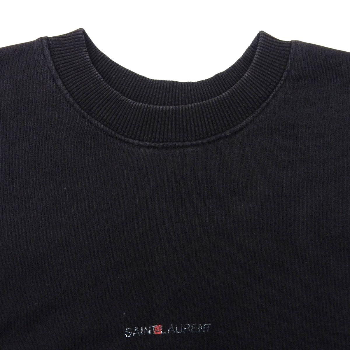 SAINT LAURENT PARIS(サンローランパリ) クロップド丈 ロゴ スウェット スウェット/パーカー 2016年 七分袖 短丈 ショート丈 ダメージ加工 トップス アパレル S コットン ブラック黒 464919 レディース 40802156584【中古】【アラモード】 SAINT LAURENT PARIS(サンローランパリ) クロップド丈 ロゴ スウェット