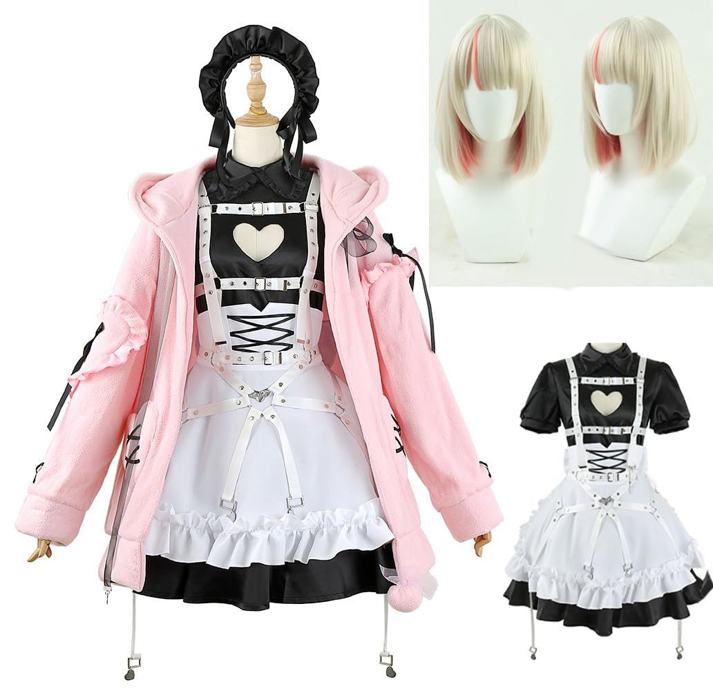 魔界ノりりむ コスプレ 衣装 バーチャルYouTuber 変装 ピンク 兎耳 メイド服 イベント パーティ コスチューム変装