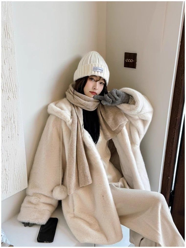 ボアジャケット レディース ファーコート ロング丈 フード付き 厚手 保温 フェイクファー アウター 秋冬 毛皮一体 ふわふわ ア