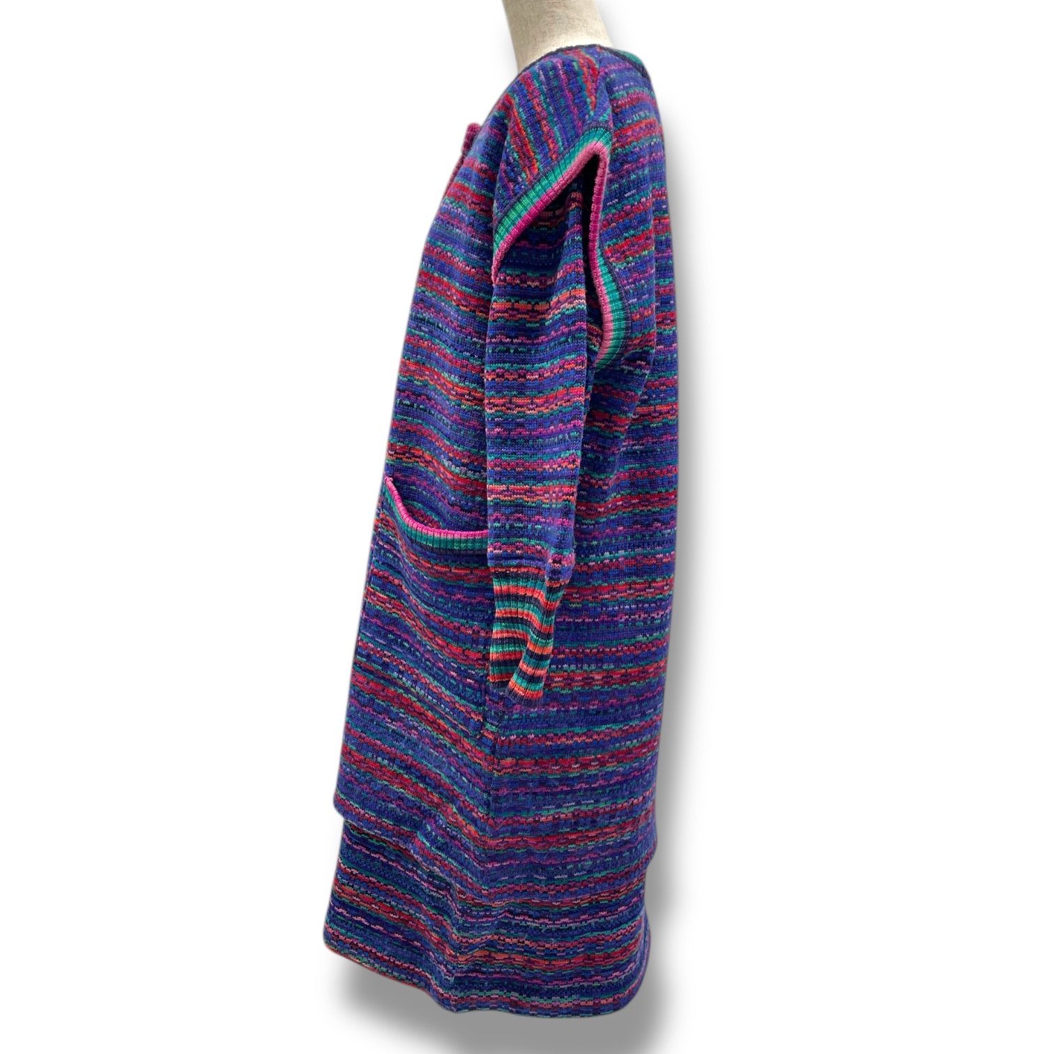 MORIOKA SACHIKO モリオカサチコ ニットアンサンブル ひざ丈ワンピース ベスト ウール トップス マルチ カラフル レディース 冬 ゴーゴー古着マルイファミリー 5 No.319