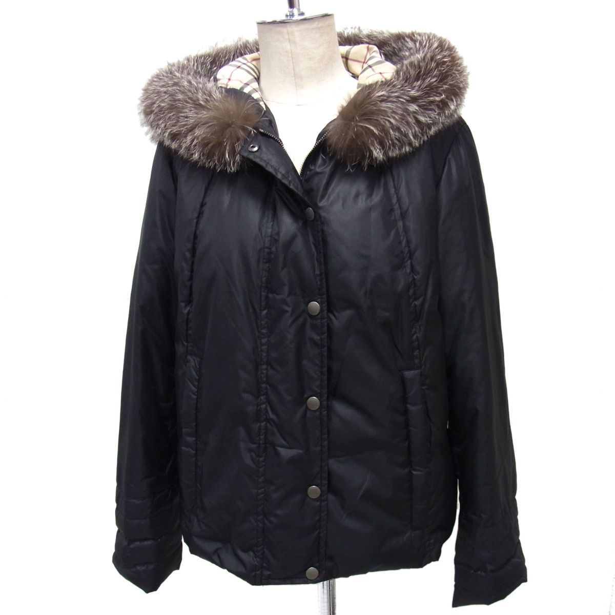 美品☆BURBERRY LONDON フード付き ダウンジャケット レディース