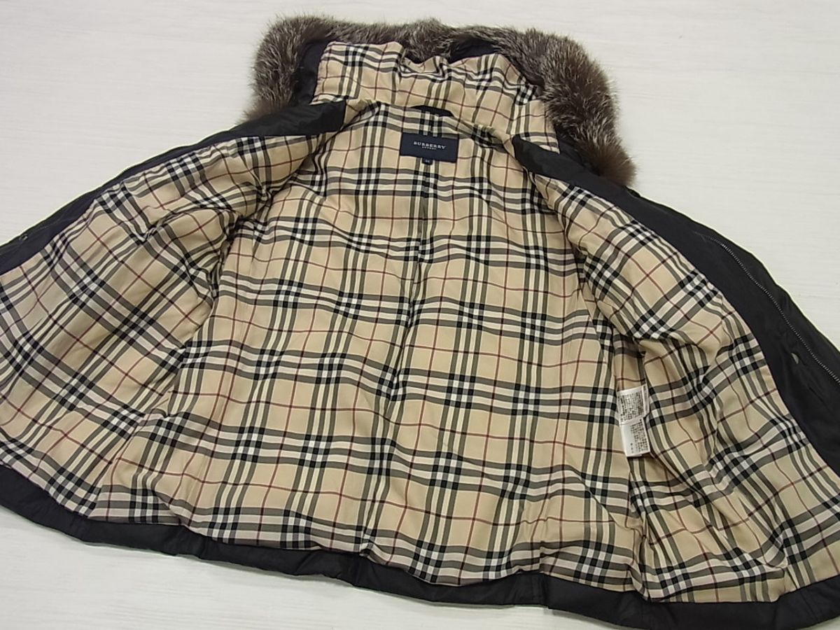 希少 BURBERRY LONDON フォックスファー 2way ニット 美品☆BURBERRY LONDON フード付き ダウンジャケット レディース
