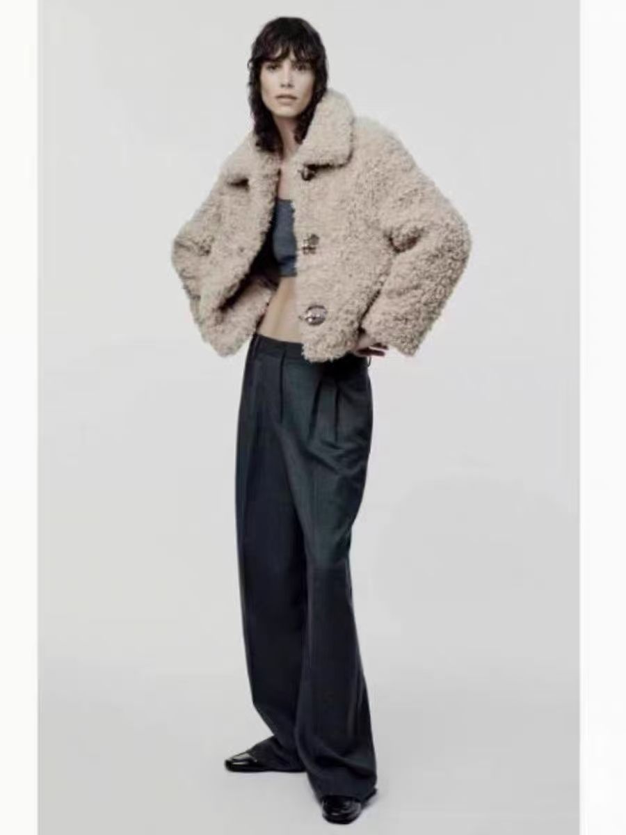  ZARA トグルボタン フェイクファージャケット 毛皮 ファーコート ジャケット アウター
