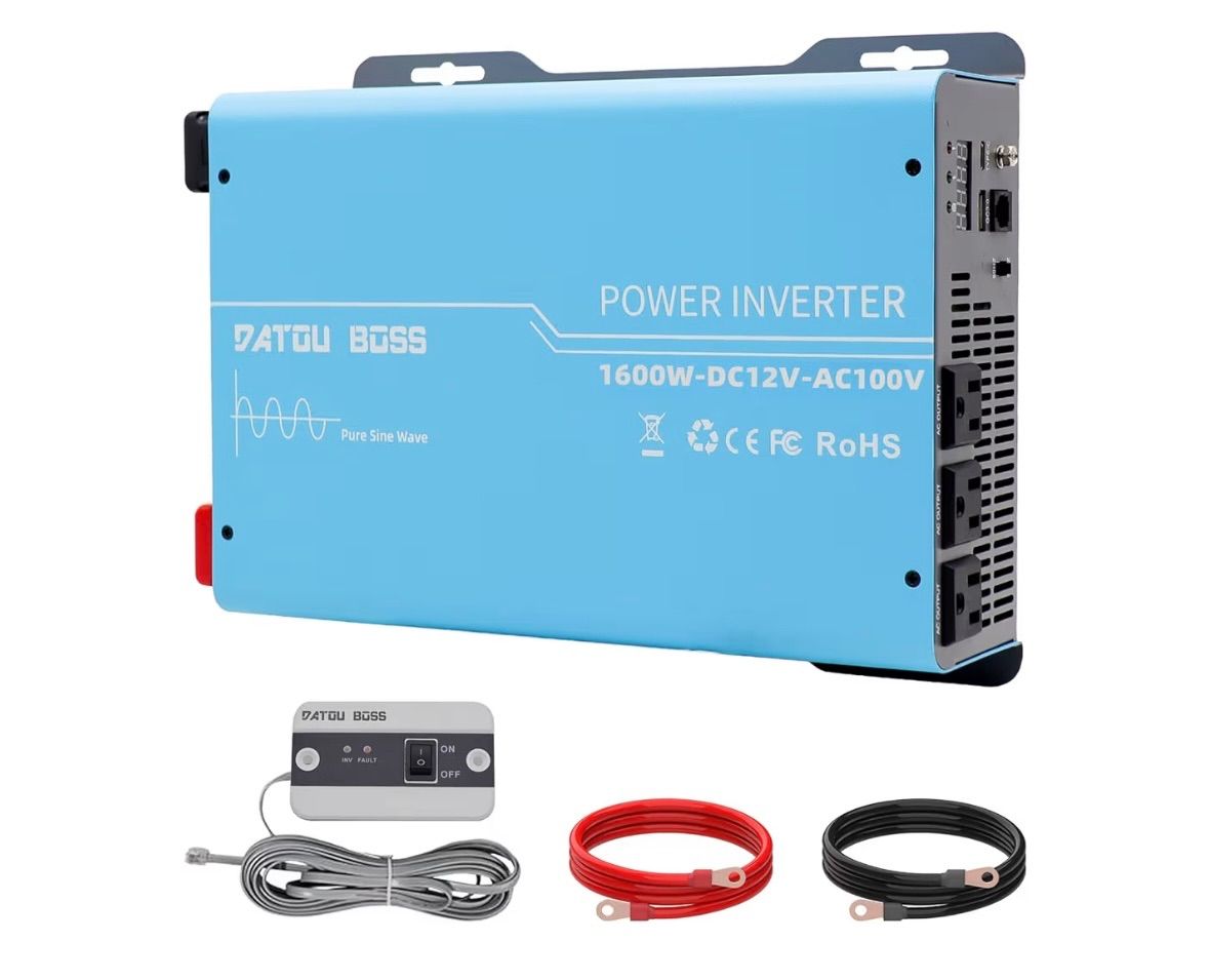 弦波 1600 w インバーター 12 v 100 最大3200 瞬間出力 DC をAC に変換 50 hz 60 hz切替 静音設計 安全安心 リモコン操作 防災用品 地震対策 停電対策 車中泊グッズ