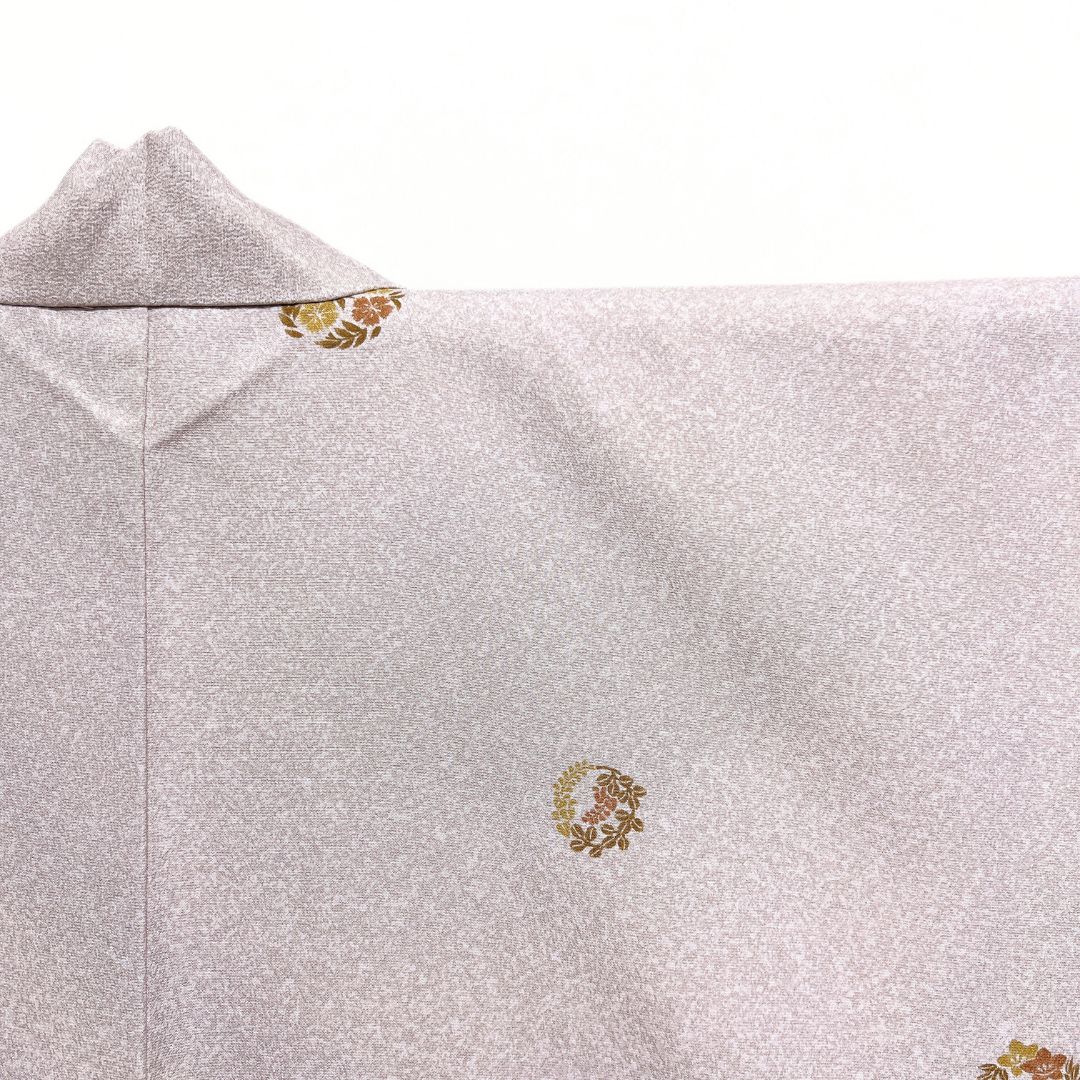 小紋 洗える着物 花紋 桔梗 トップ 撫子 藤 たたき染 着物 122b d ms