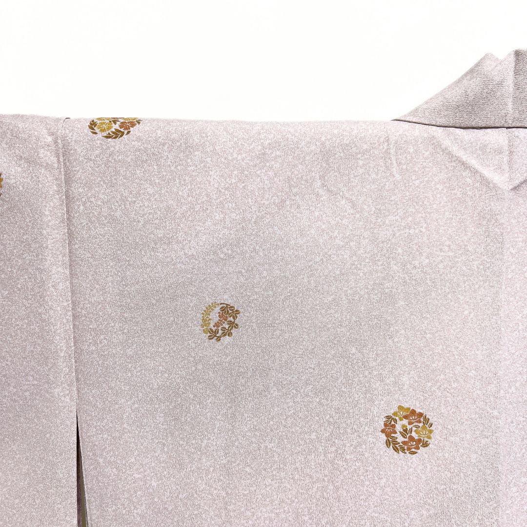 小紋 洗える着物 花紋 桔梗 トップ 撫子 藤 たたき染 着物 122b d ms