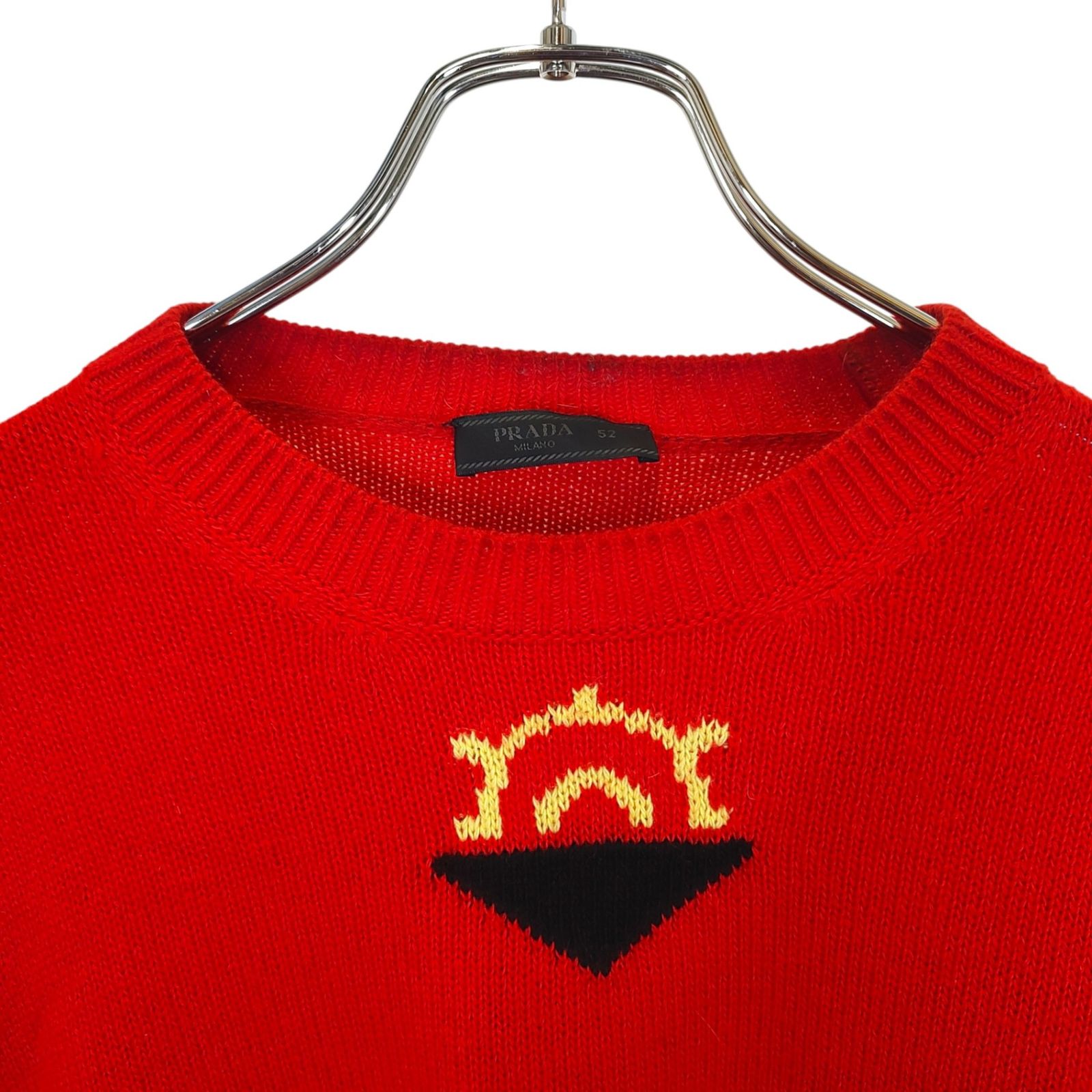 PRADA プラダ 総柄 ニット セーター UMA9267 S191 1T0Z 52 レッド