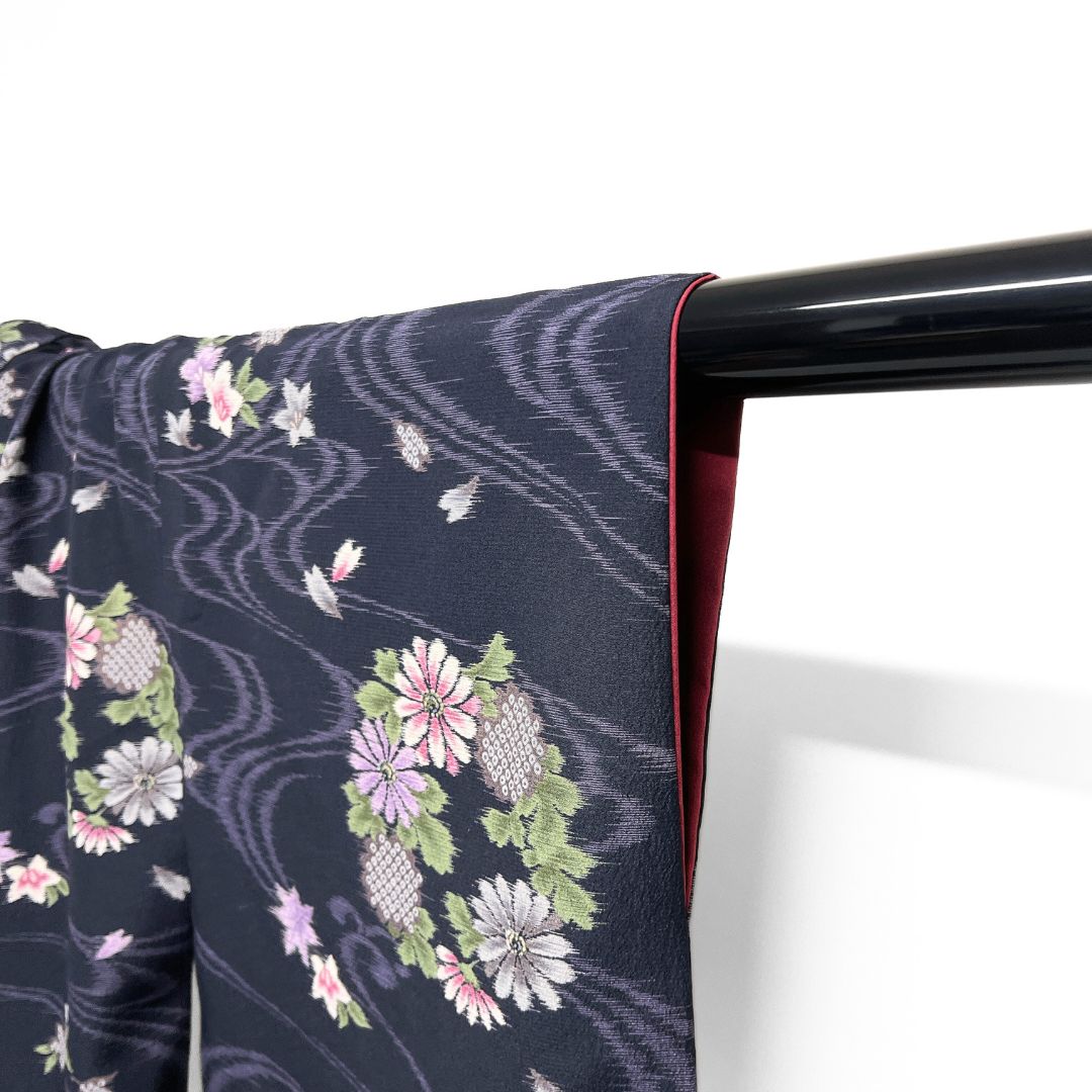 小紋　洗える着物　花紋　桔梗　撫子　藤　たたき染　着物　122b d ms 小紋 洗える着物 トップ 花紋 菊 撫子 桔梗 流水 着物 122b d ms 小紋