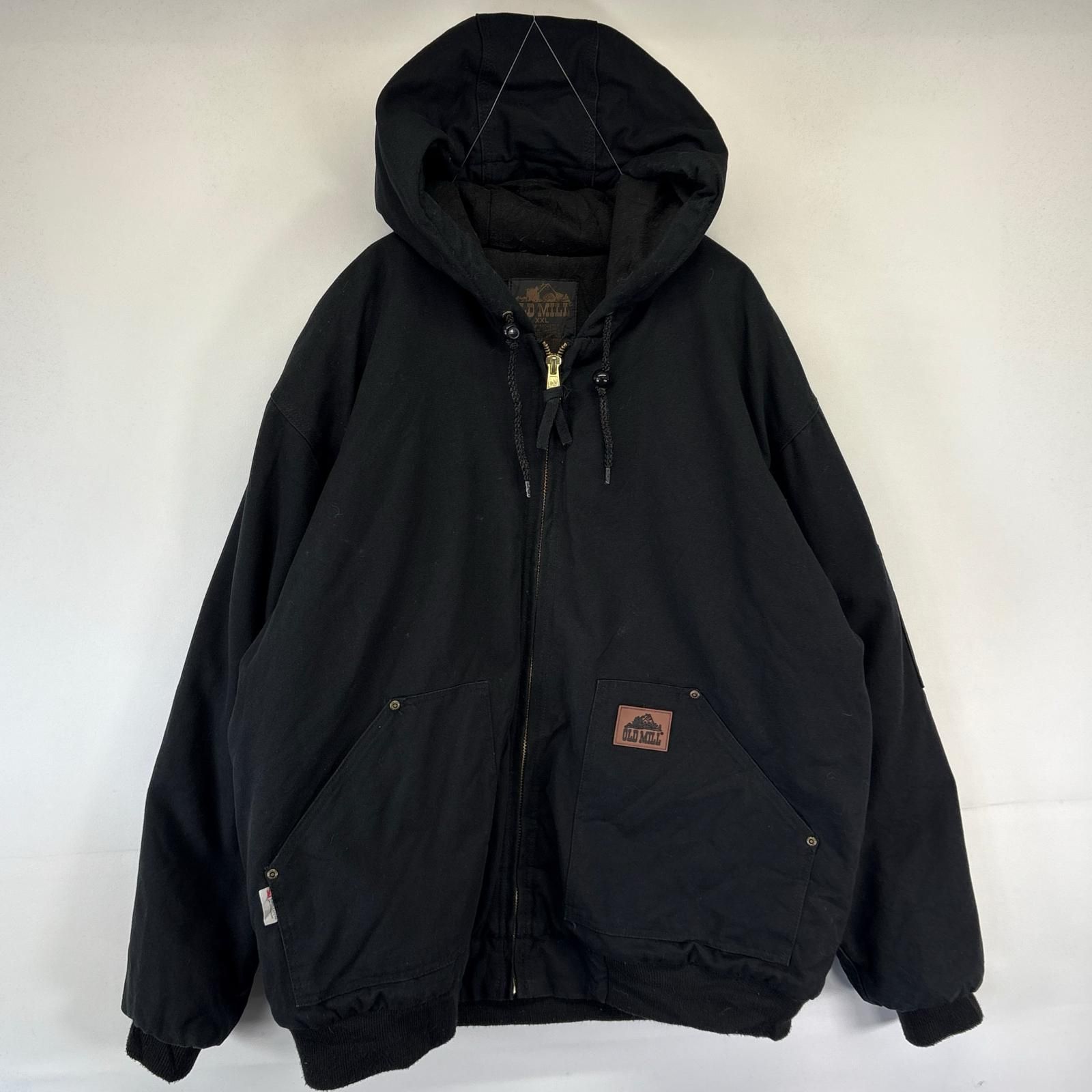 古着 オールドミル OLD MILL ワークジャケット ダッグジャケット アクティブタイプ 中綿 ワンポイントロゴ 2XL  ブラック メンズ 古着 オールドミル OLD MILL ワークジャケット ダッグジャケット