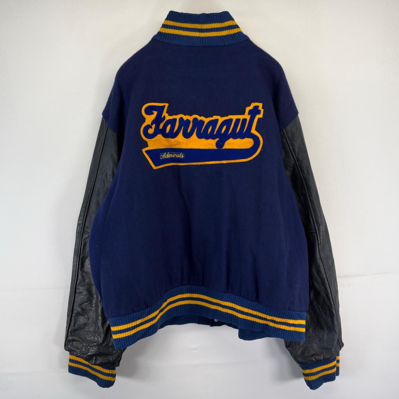 古着 レノック Rennoc USA製 スタジャン ウール ワッペン レザー