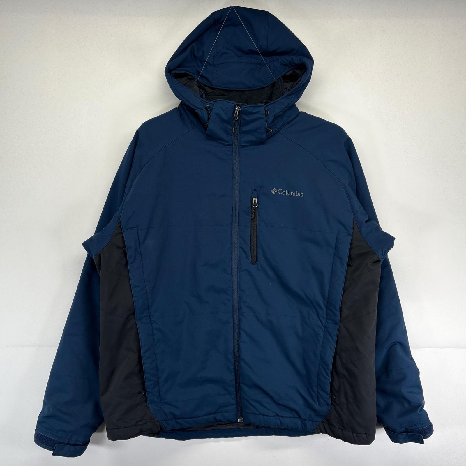 古着 コロンビア Columbia マウンテンパーカー 大きいサイズ フルジップ アウトドア ツートン 中綿 裏地フリース 2XL  ブラック メンズ