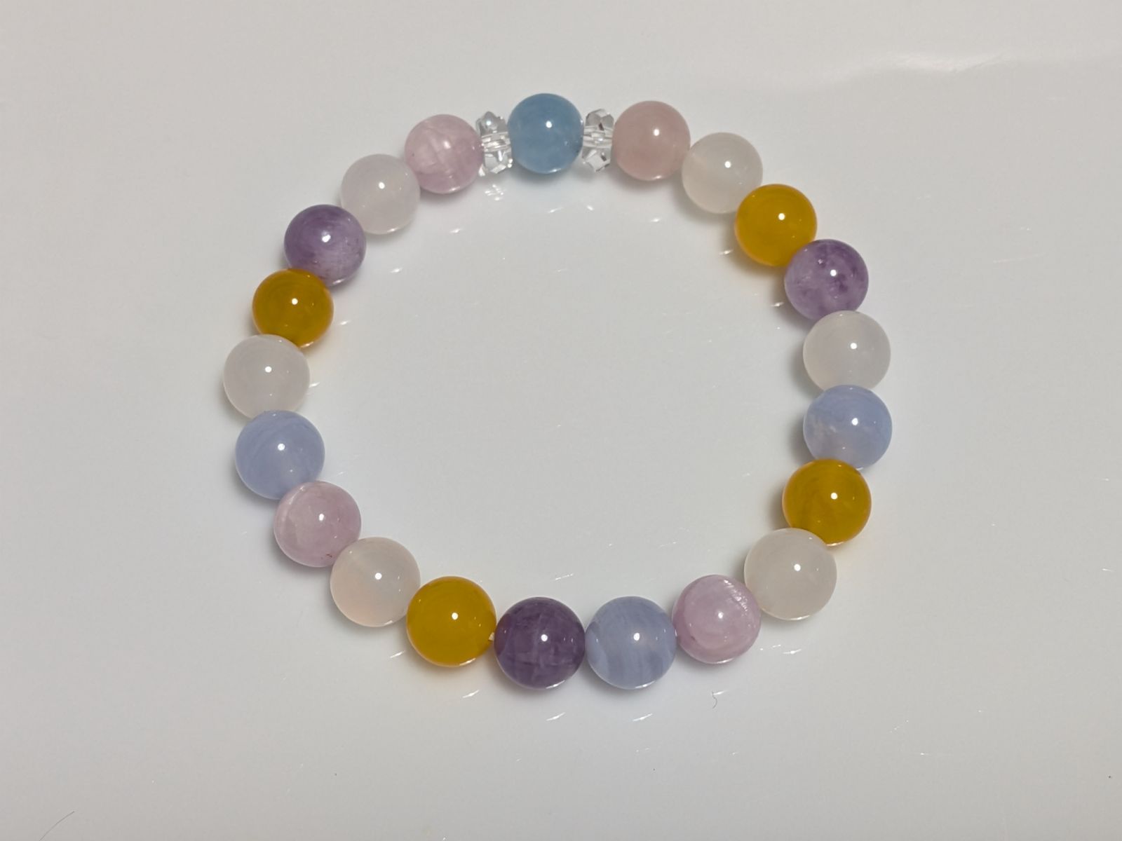 パワーストーン ブレスレット 天然石 アクアマリン他 14~15 cm No.7