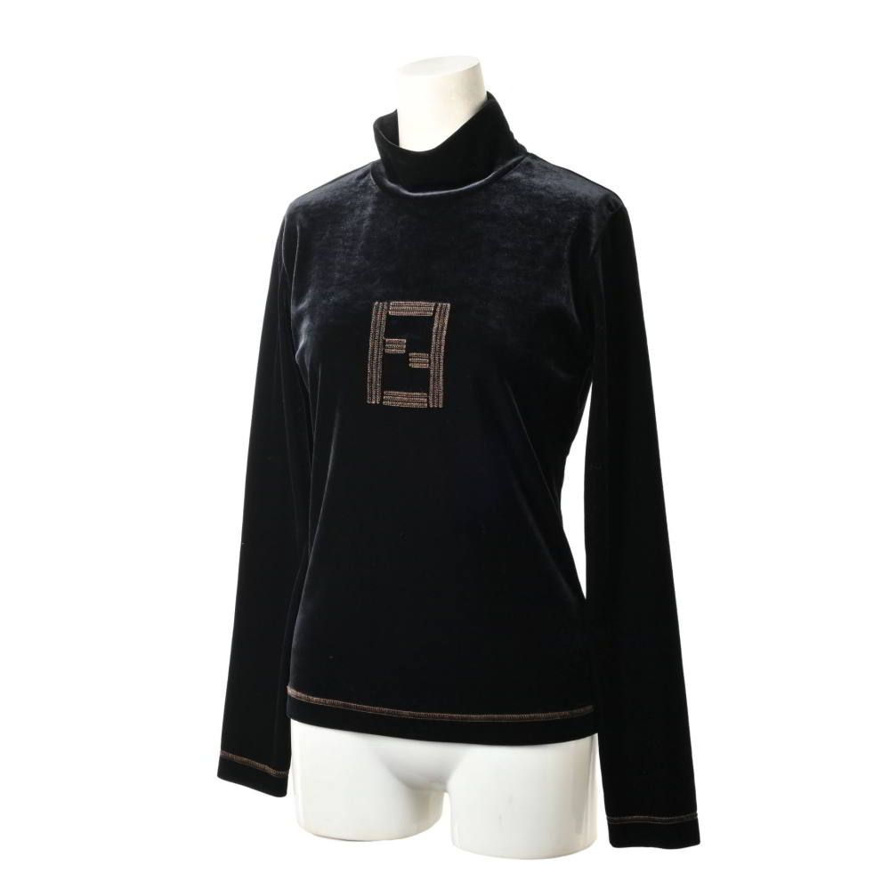 FENDI ヴィンテージ FF刺繍 ベロア ハイネック カットソー FENDI
