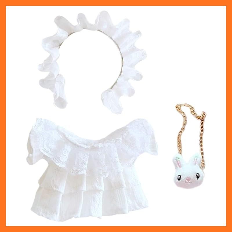 niannyyhouse 【新品】 niannyyhouse　20cm人形の服　着せ替え　ヘッドバンド+ドレス+パケット　3点セット　綿人形の服　プリーツレースのドレス　人形ベビー服　ぬいぐるみ 用 0 人形の服 20cm 着せ替え 帽子+セーター+半